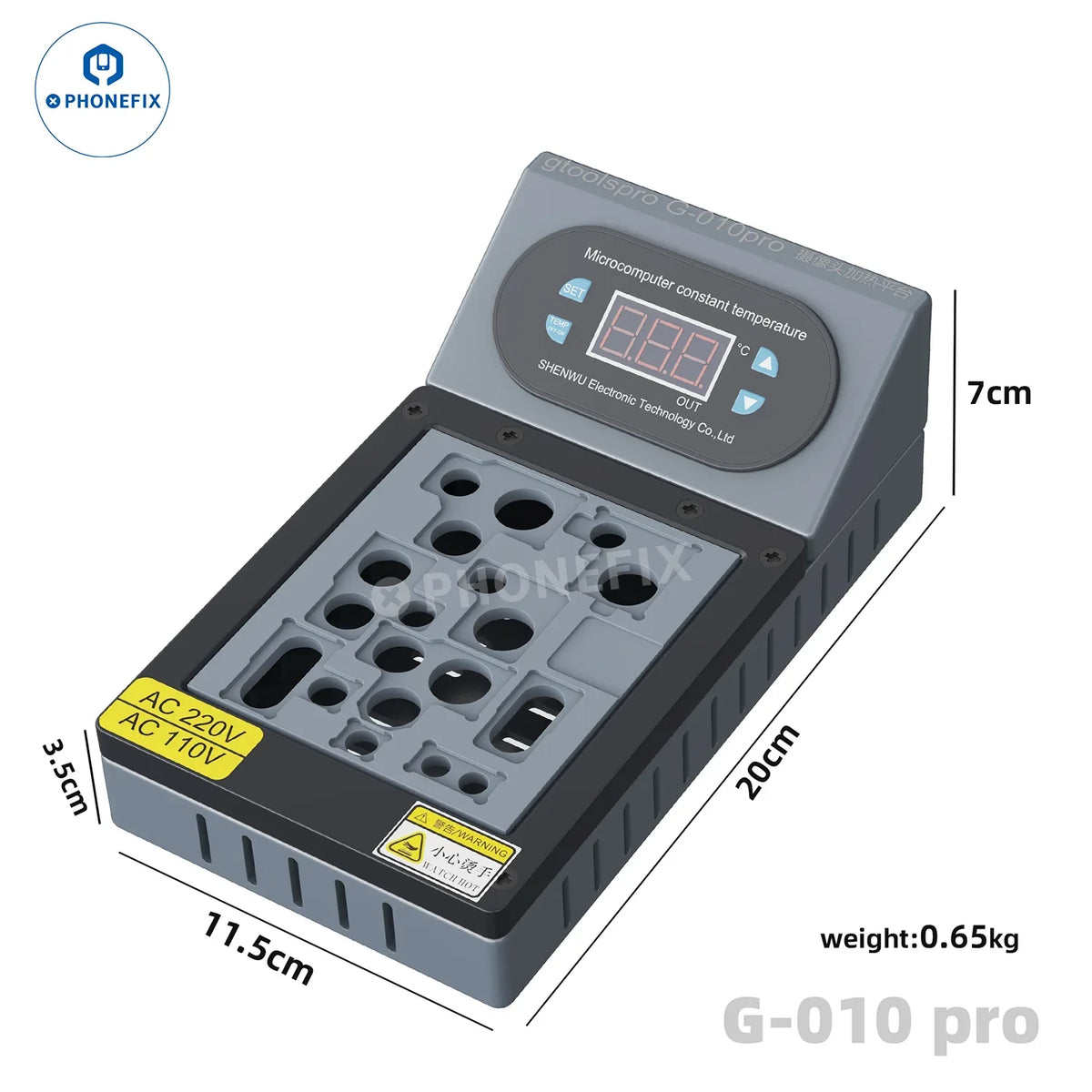 PhoneFix Gtoolspro heating platform for iPhone rear camera disassembly and repair, pre-heating station for device maintenance.