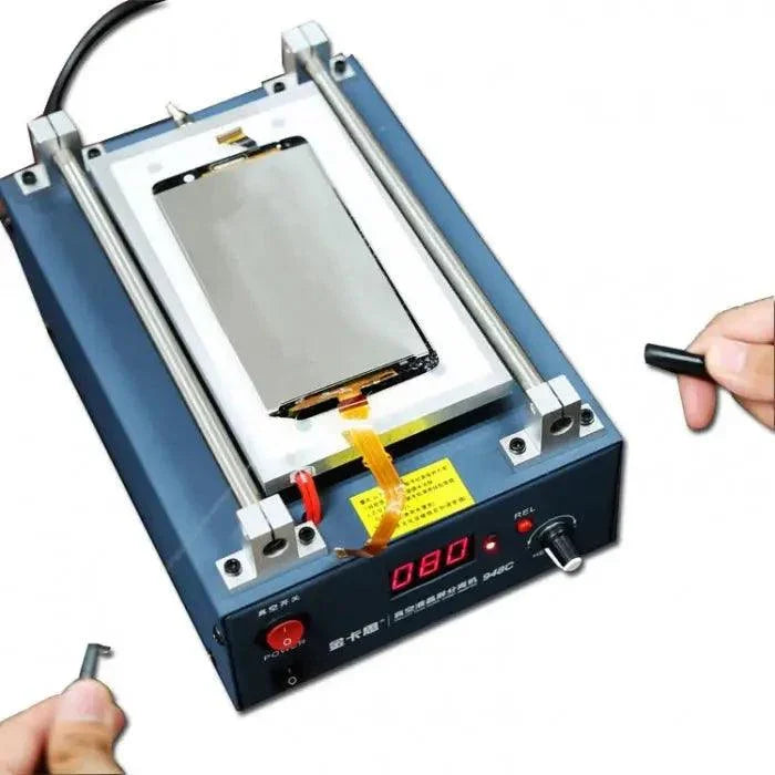 PHONEFIX LCD separator with built-in vacuum pump, pre-heating station for phone screen separation, shown on a clean work surface.