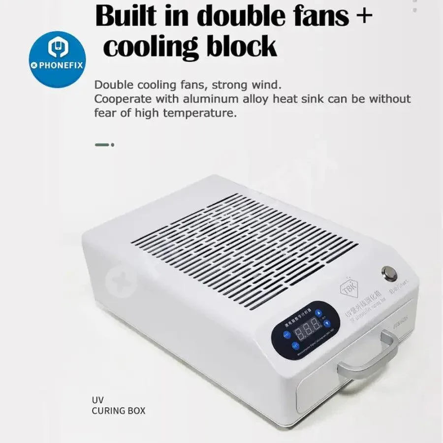PhoneFix TBK-605 Mini UV Curing Box Oven for phone LCD repair, pre-heating station for efficient curing of screen adhesives.