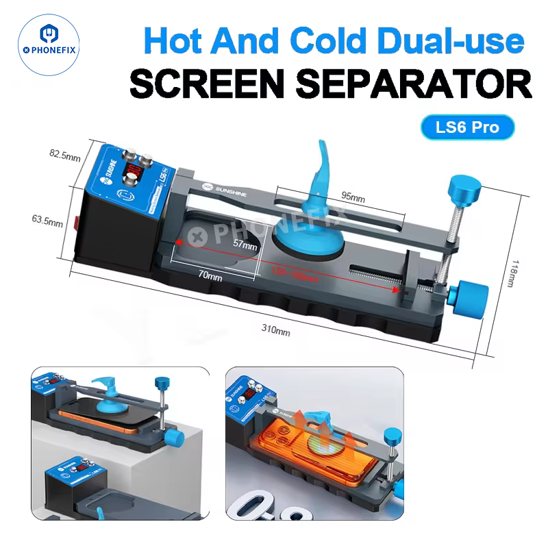 PHONEFIX SUNSHINE LS6 Pro phone back cover and screen heating separator for pre-heating and repair processes.