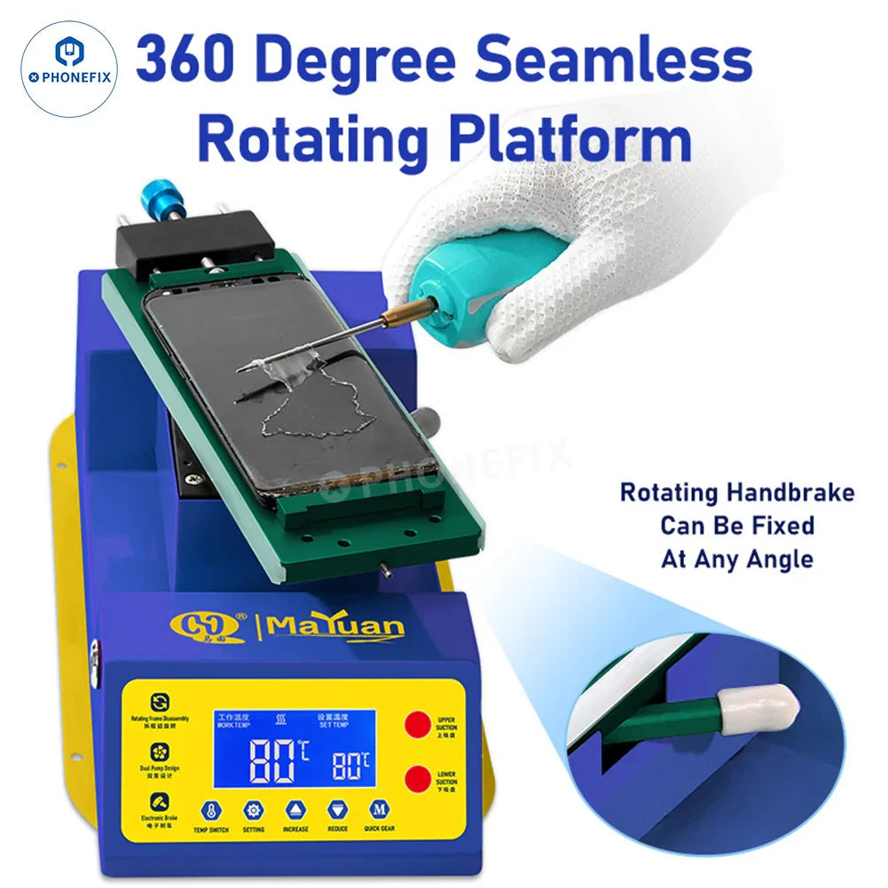 PHONEFIX MY-S400 vacuum heating separator pre-heating station for phone screen refurbishment, with digital controls and heating elements.