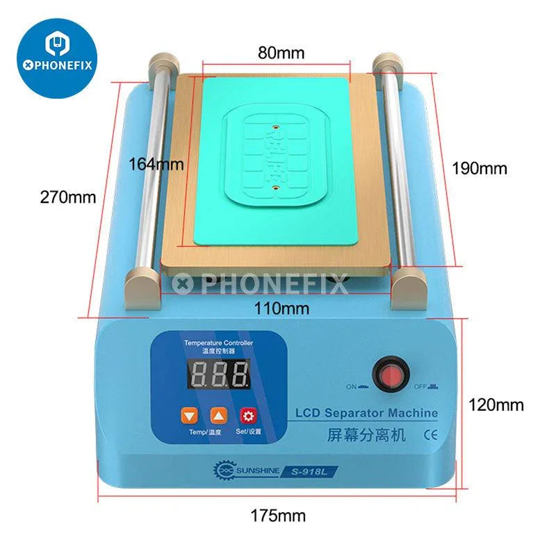 PHONEFIX Sunshine S-918L Plus pre-heating station for screen heating and glue removal, compact and easy to use.