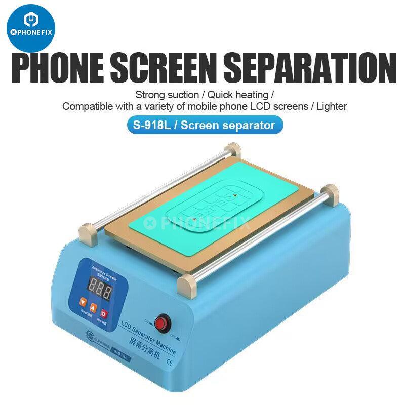 PHONEFIX Sunshine S-918L Plus pre-heating station for screen heating and glue removal, with heating separator for phone repairs.