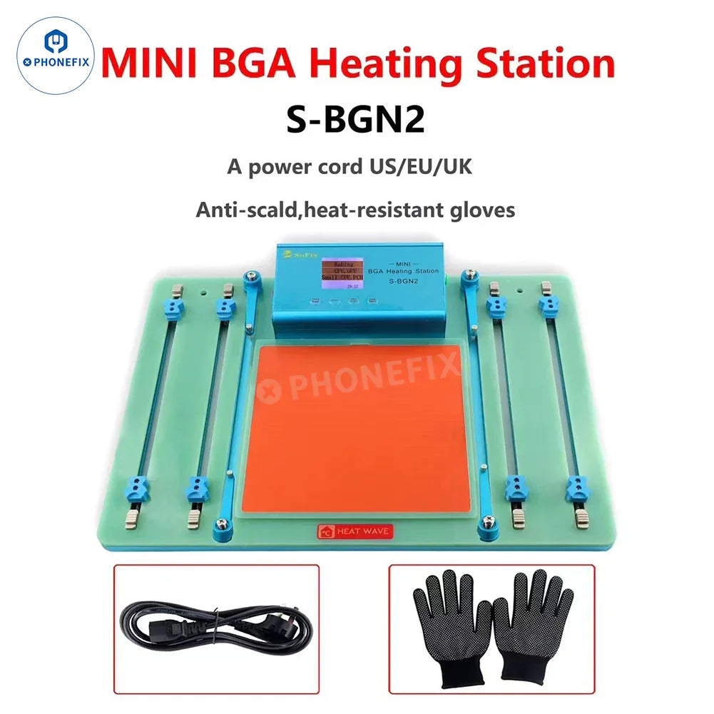 PHONEFIX SoFix S-BGN2 Mini BAG Heating Station for MacBook and laptop PCB pre-heating, showing compact design and control panel.
