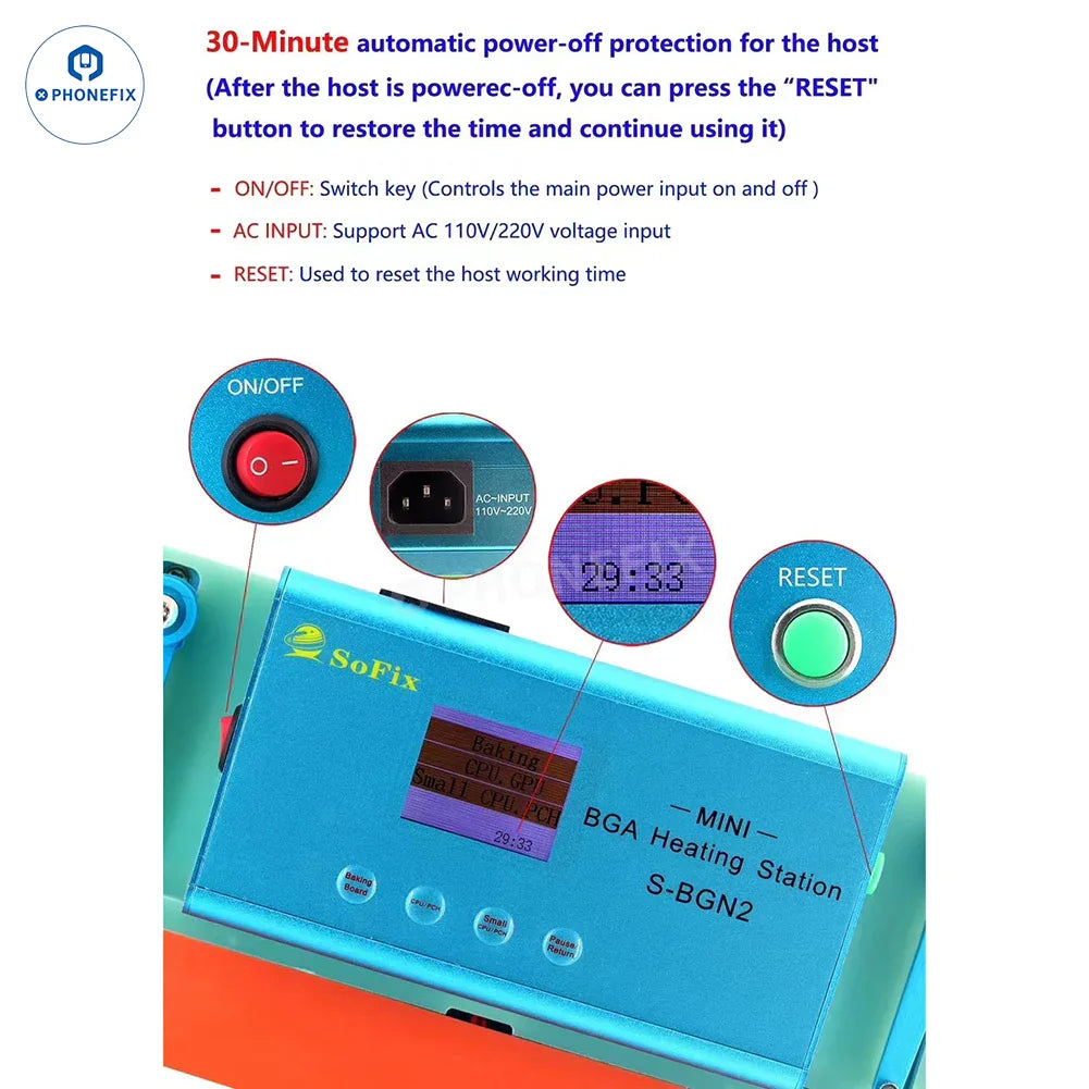 PhoneFix SoFix S-BGN2 Mini BAG heating station for MacBook laptop PCB pre-heating and soldering repair.