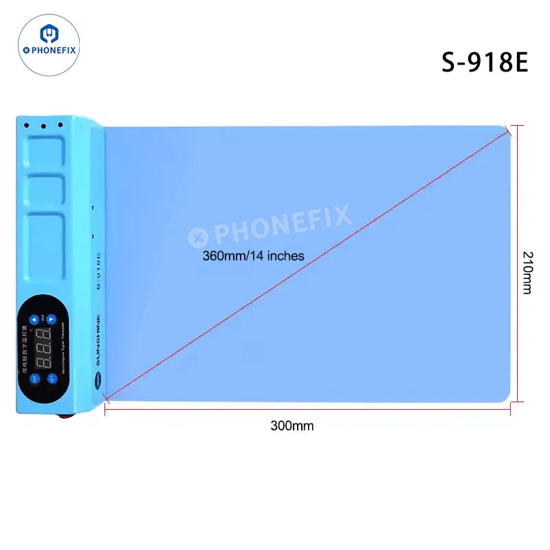 PHONEFIX CPB pre-heating station for iPhone LCD screen separator, with heating pad tablet for mobile device repair.