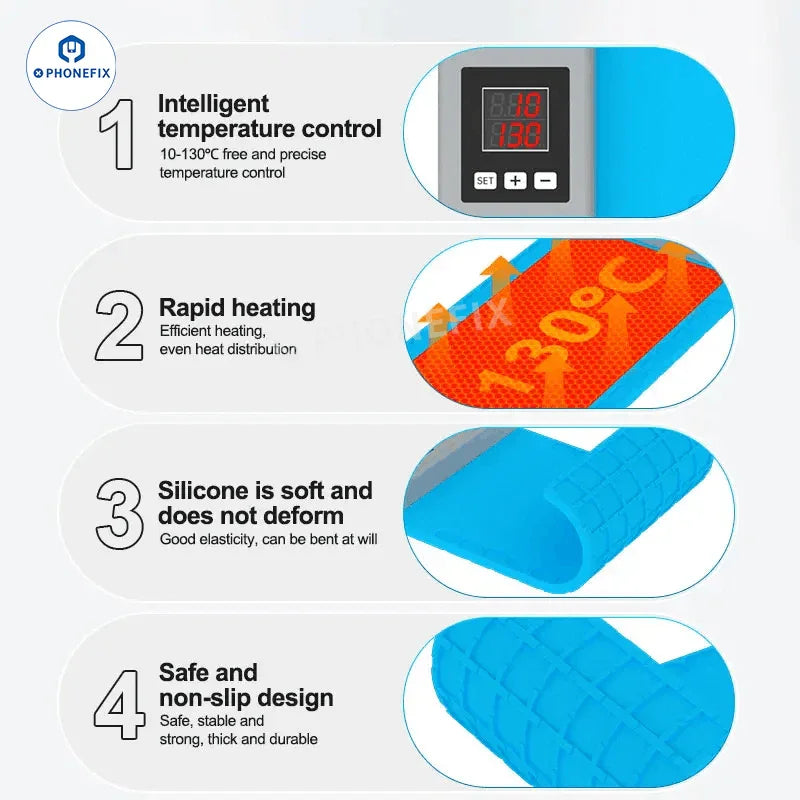 PHONEFIX CPB Pre-Heating Pad Tablet iPhone LCD Screen Separator pre-heating station for mobile device repair.