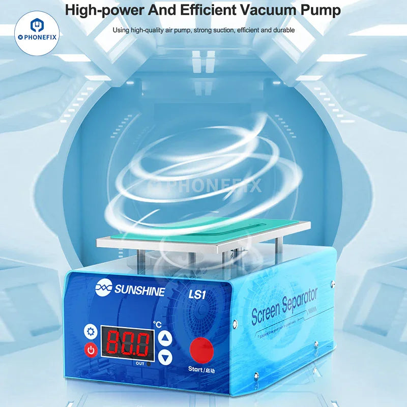 Pre-heating station for SUNSHINE LS1 screen heating separator glue removal machine, showing the device and heating components.