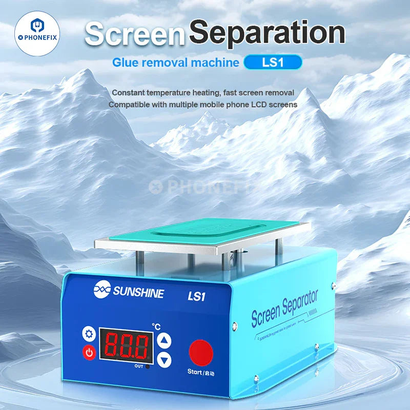 Pre-heating station for screen heating separator glue removal, part of the SUNSHINE LS1 machine by PHONEFIX.