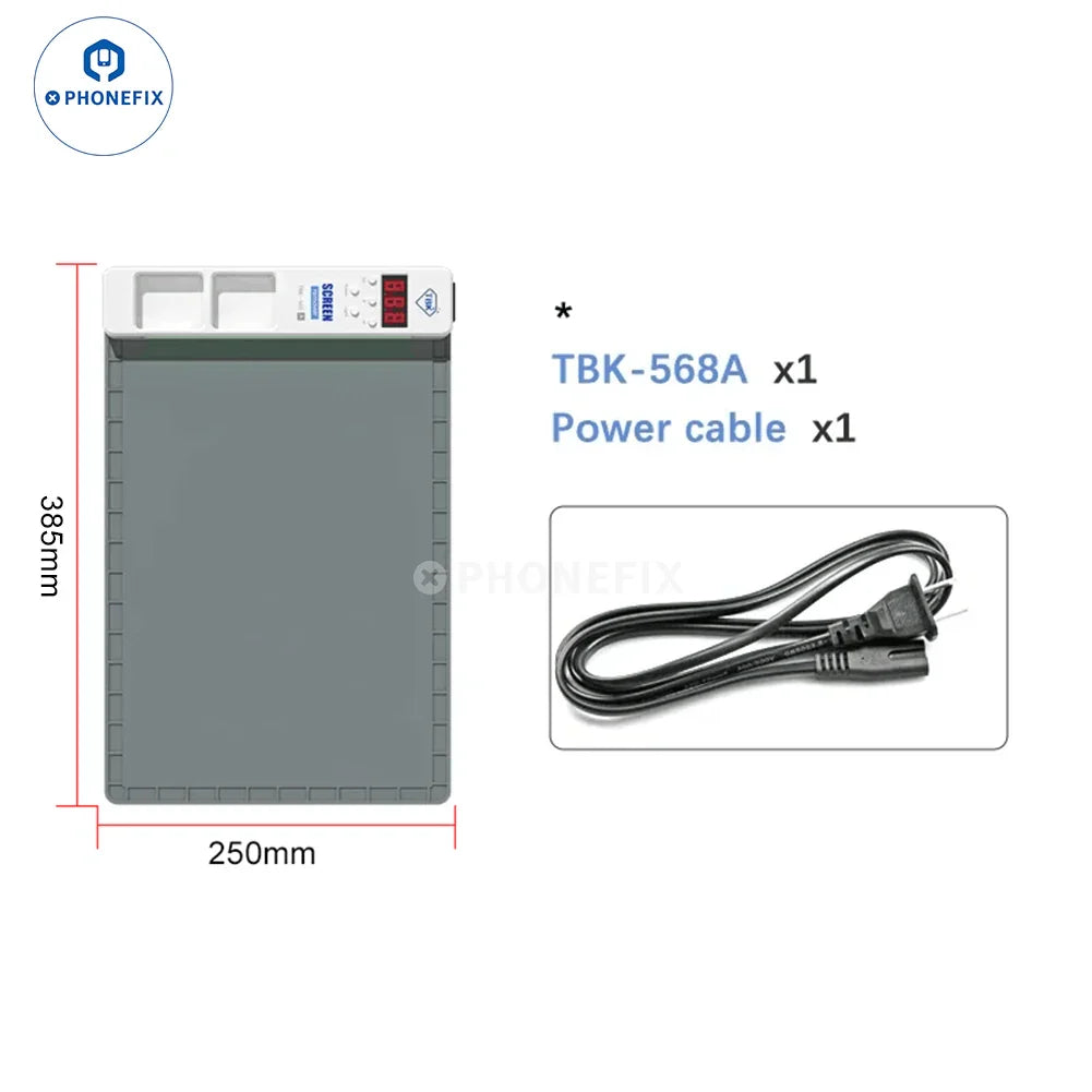 PHONEFIX TBK-568R 568A LCD screen separating machine pre-heating platform with heating surface and control panel for screen repair.