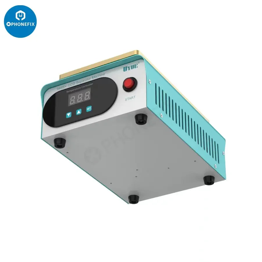 Máquina separadora de precalentamiento de pantallas LCD de 7 pulgadas UYUE 948T S+ para reparación de teléfonos, fabricada por PHONEFIX, mostrada en un taller.