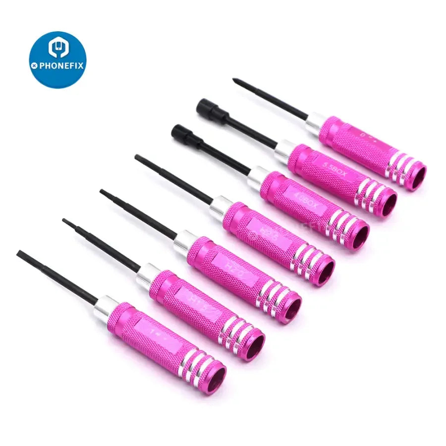 PhoneFIX 7-piece hex screwdriver set for RC car and drone repair, featuring durable tools for precise adjustments and maintenance.