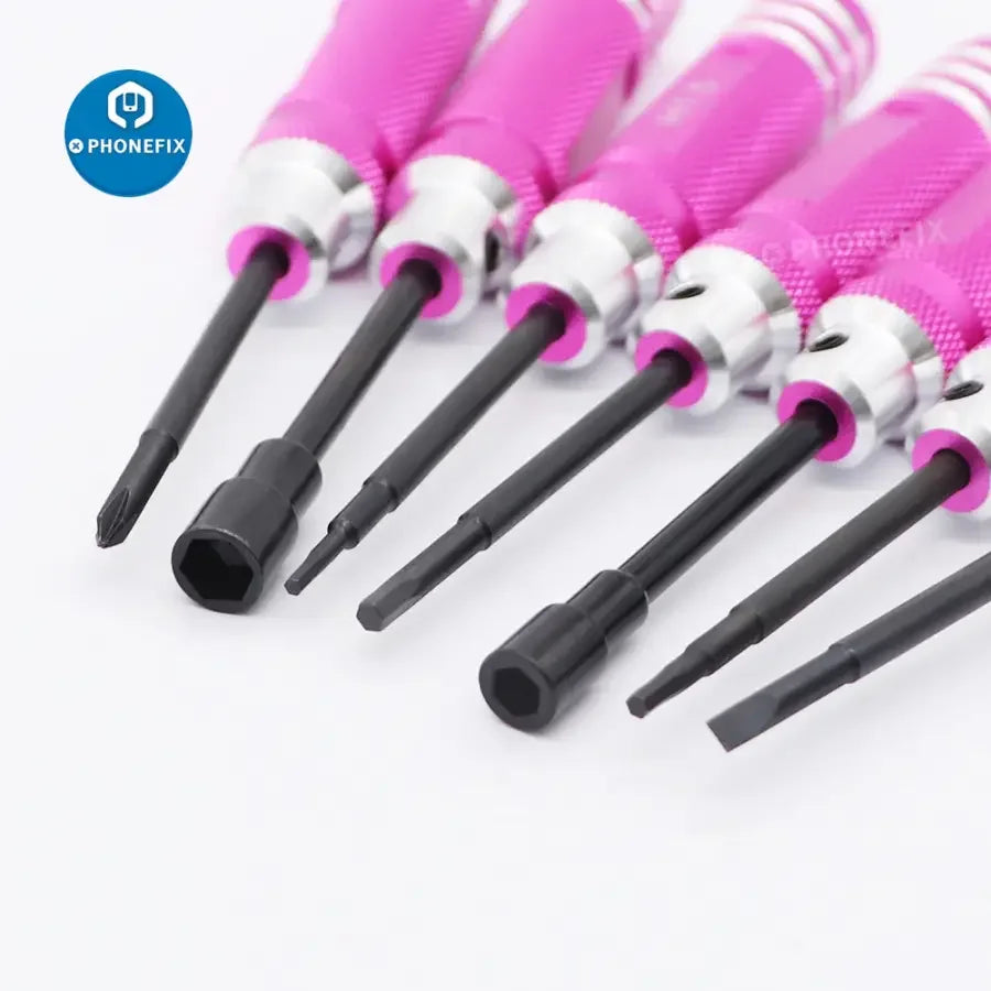 PHONEFIX 7-pack hex screwdriver set for RC drone and car repair, includes precision screwdrivers for hobbyist and DIY projects.