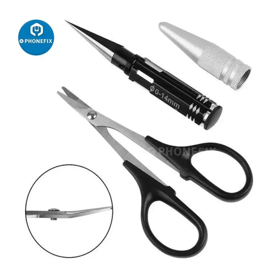 PhoneFIX RC drone repair tools: multi-function screwdriver set in a tool bag, ideal for RC car and drone maintenance.