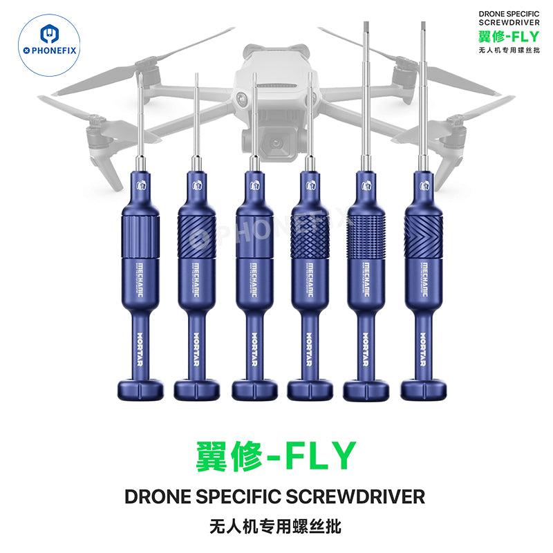 PHONEFIX MECHANIC FLY 6-In-1 RC drone repair toolkit with specific screwdrivers and tools for drone maintenance and repair.