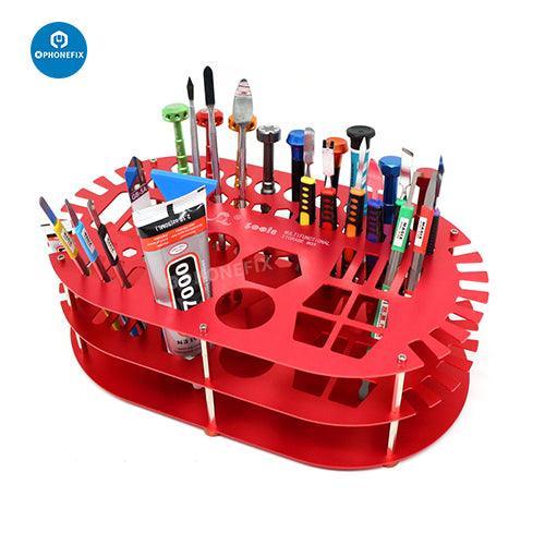 PhoneFix multi-purpose storage box and RC drone repair toolkit with screwdriver stand, ideal for organizing tools and small parts.