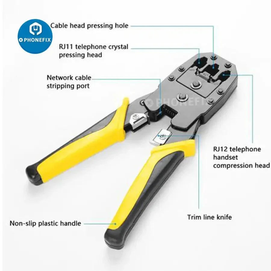 PHONEFIX RC drone repair tool kit with cable tester and plier crimp for PC repair, featuring essential electronics repair tools.