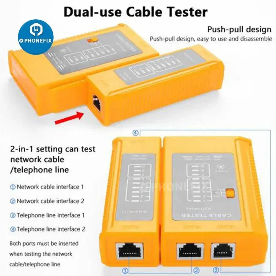 PHONEFIX RC drone repair tool kit with cable tester and plier crimp for PC repair, includes essential tools for electronics maintenance.
