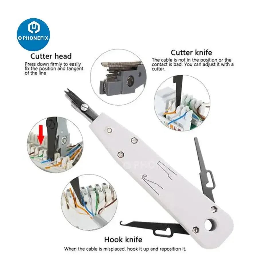 PHONEFIX RC drone repair tool kit with cable tester and plier crimp for PC repair and electronic device maintenance.