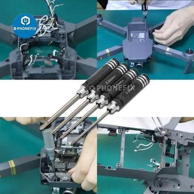 PHONEFIX RC drone repair tools, 3/4/5/6mm slotted blade screwdriver set for RC quadcopters and electronics repair.