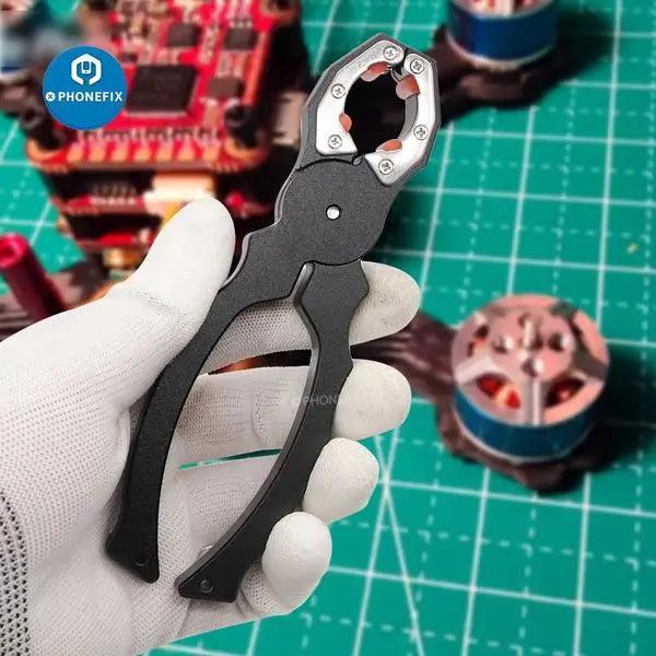 PhoneFix multi-function RC drone repair tools with shock absorber pliers and clamp for precise model drone maintenance.