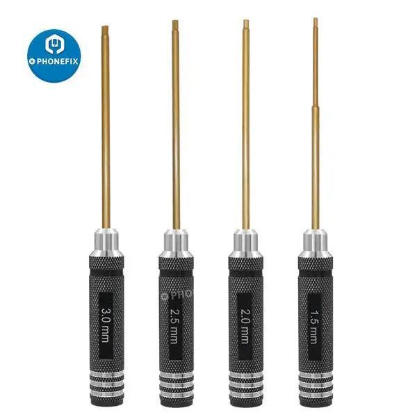 PHONEFIX RC drone repair tools set with 1.5 to 3mm hex key screwdrivers for precise RC drone and electronics repair.