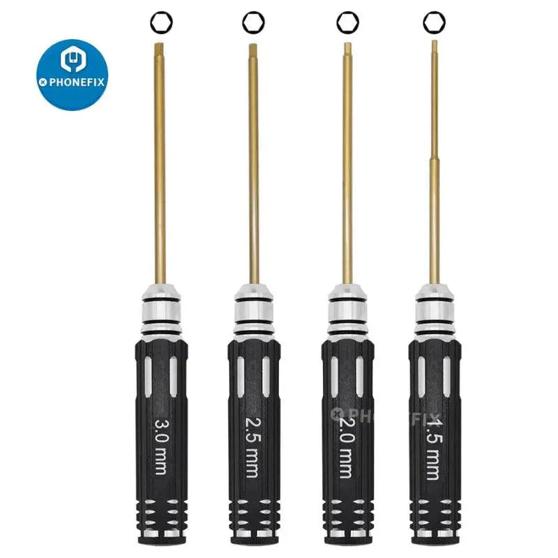 PHONEFIX RC drone repair toolkit with 1.5 to 3mm hex key screwdrivers for precise RC drone maintenance and repairs.