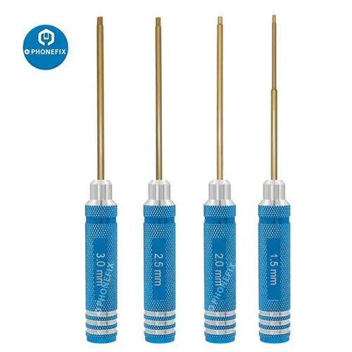 Set of PHONEFIX RC drone repair hex keys and screwdrivers in various sizes for precise hexagon screw tightening and loosening.