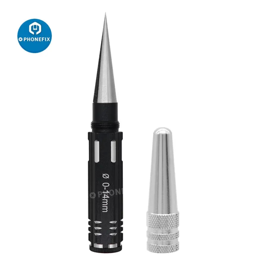 PhoneFix metal reamer expanding hole opener tool for RC car, drone, and aircraft repair, used for drilling and shell fitting.