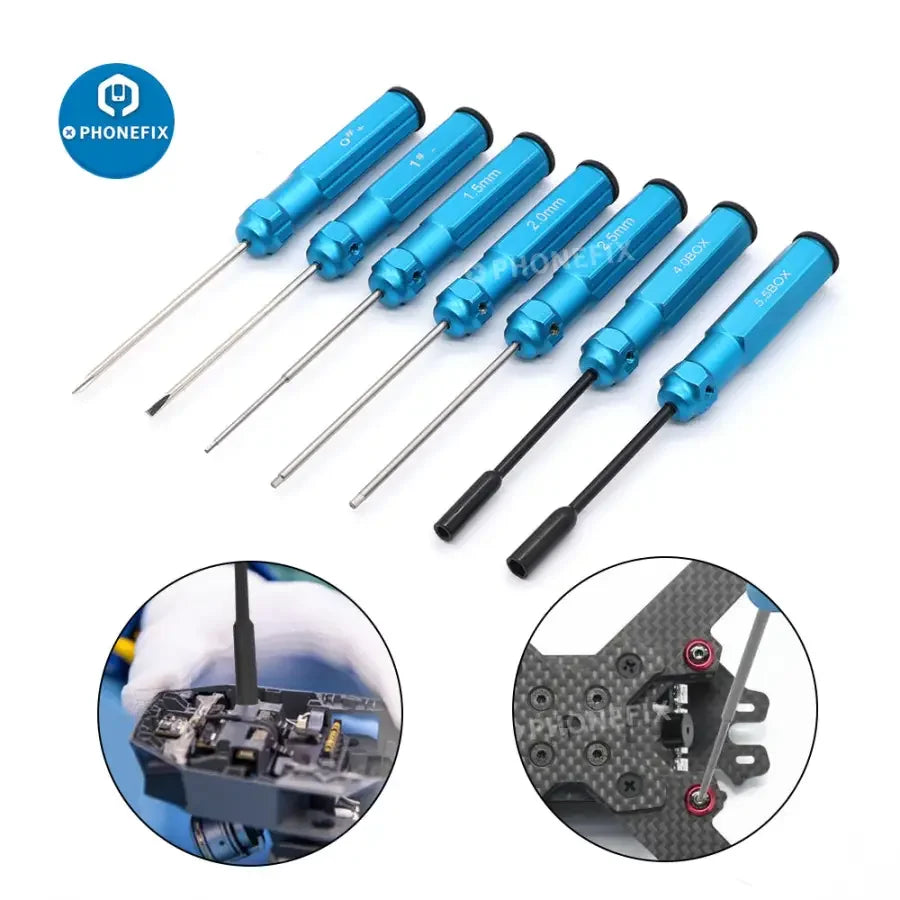 PHONEFIX 10-in-1 screwdriver pliers and hex repair toolkit for RC cars and helicopters, ideal for RC drone repairs.