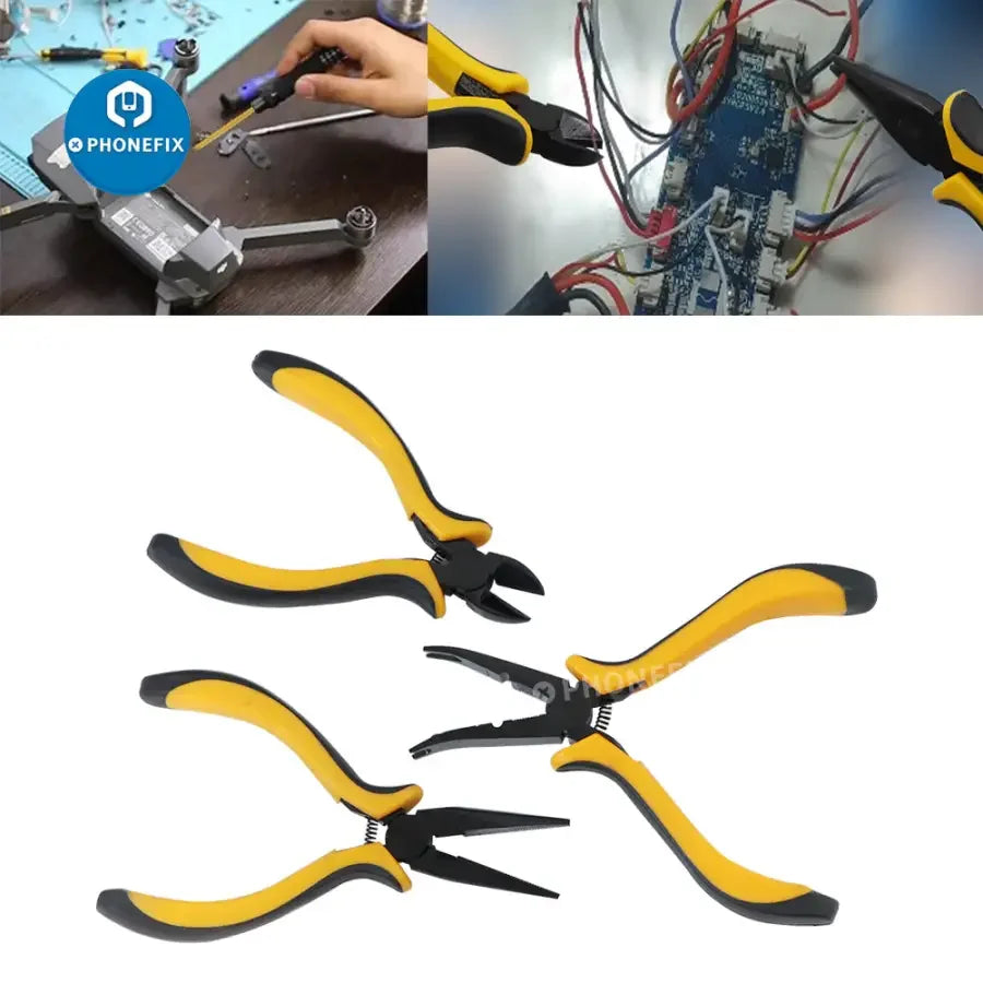PHONEFIX 10-in-1 RC screwdriver and pliers toolkit for repairing RC cars and helicopters, featuring hex bits and versatile tools.