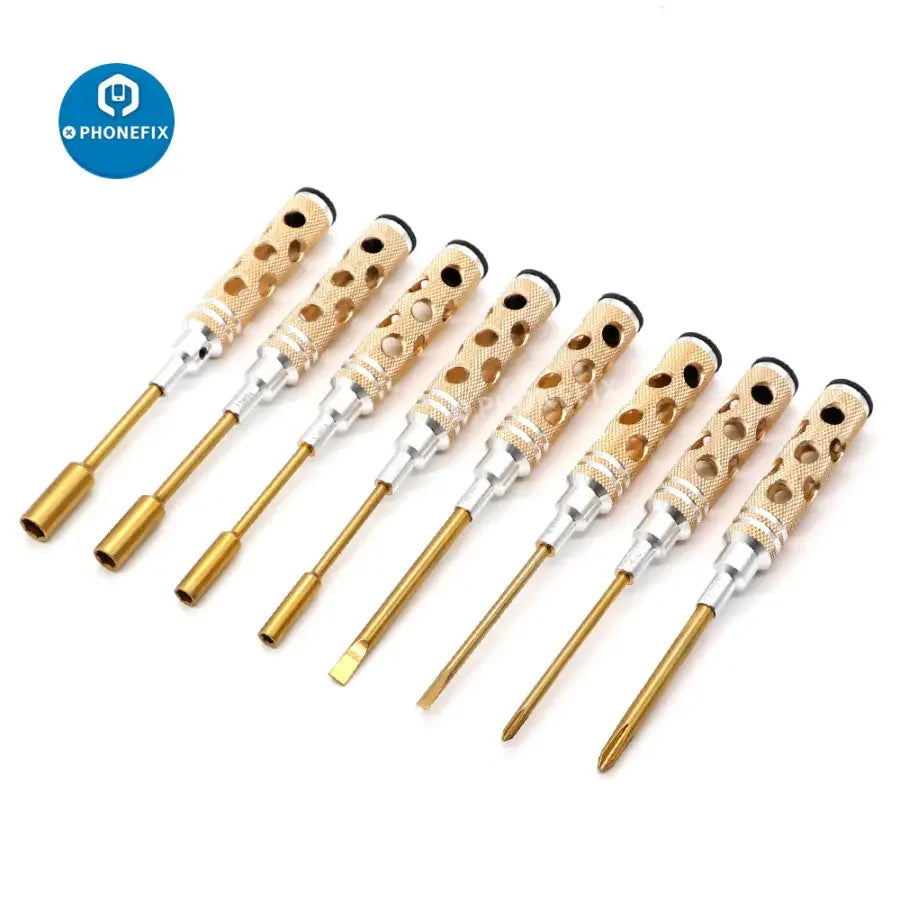 PHONEFIX 16-in-1 Hex Screwdriver Set for RC drone and multirotor repair, featuring various hex bits and ergonomic handle.