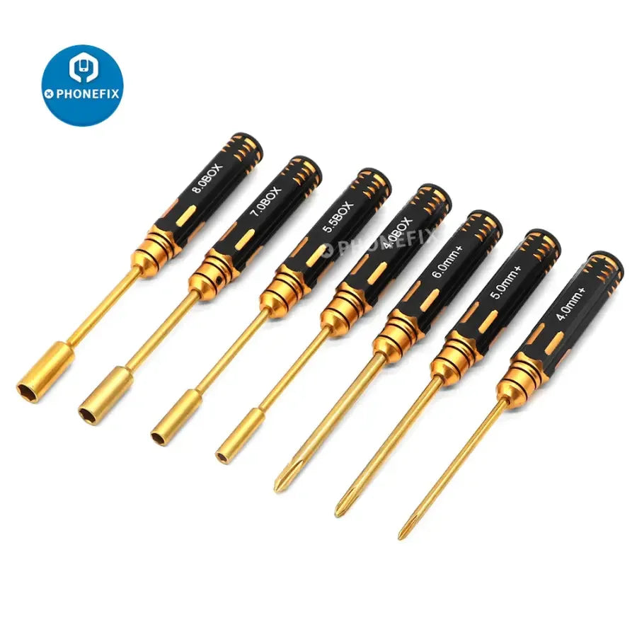 PHONEFIX 16-in-1 Hex Screwdriver Set for RC drone and car repair, includes various hex tools for multirotor and RC vehicle maintenance.