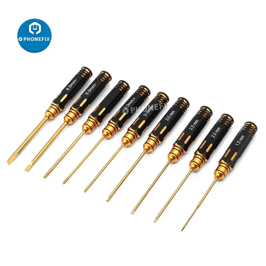 PhoneFIX 16-in-1 hex screwdriver set for RC drone and multirotor repair, featuring multiple hex bits in a compact tool kit.