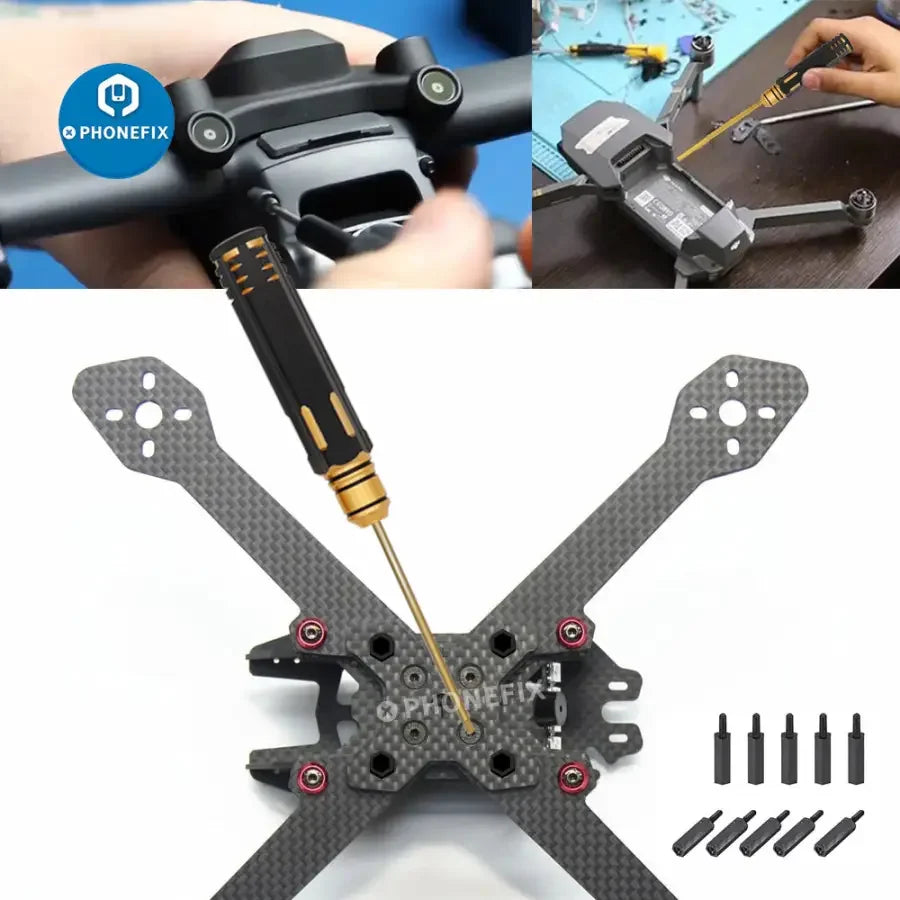 PHONEFIX 16-in-1 hex screwdriver set for RC drone and multirotor repairs, featuring various hex tools for precise RC car and drone maintenance.