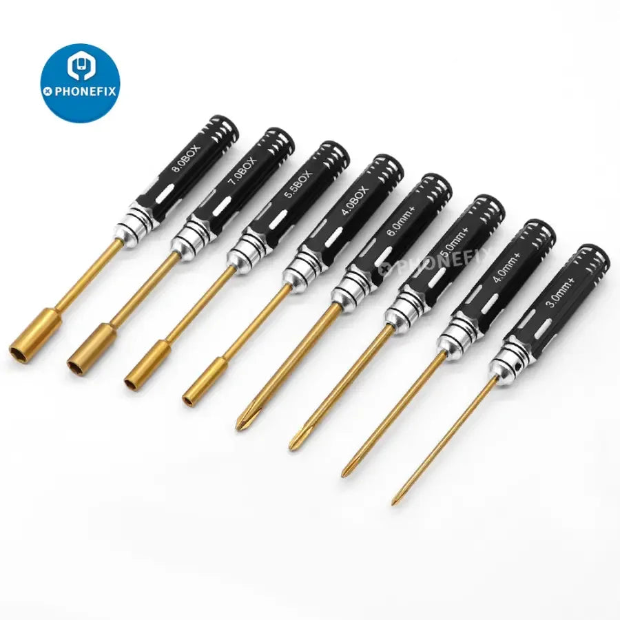 PHONEFIX 16-in-1 Hex Screwdriver Set for RC cars and multirotors repair, featuring various sizes of hex tools in a compact kit.