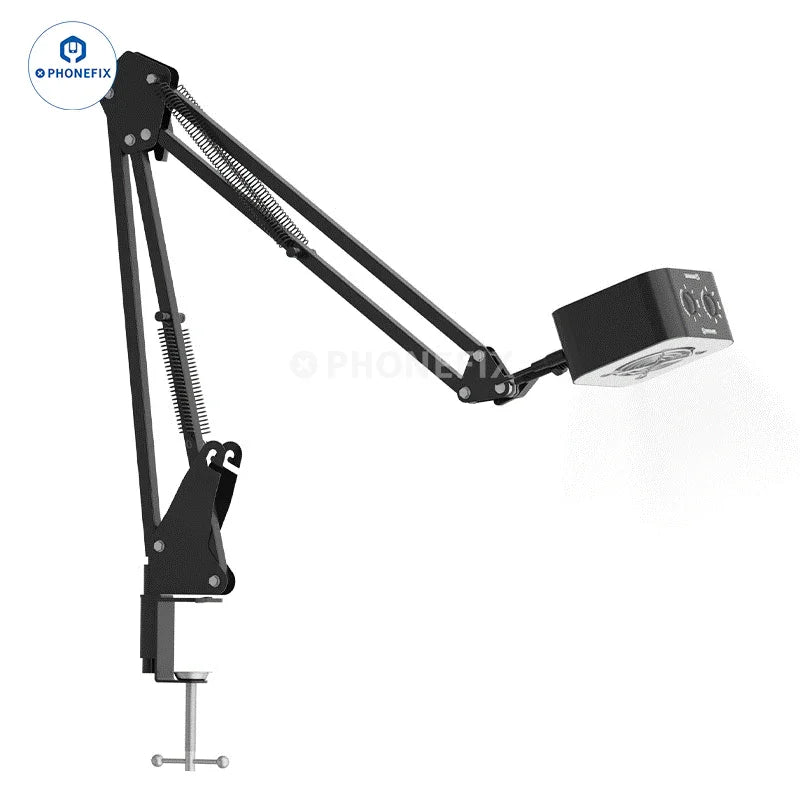 PHONEFIX mechanic smoke lamp lighting cooling fan with adjustable bracket, repair assist tool for automotive and workshop use