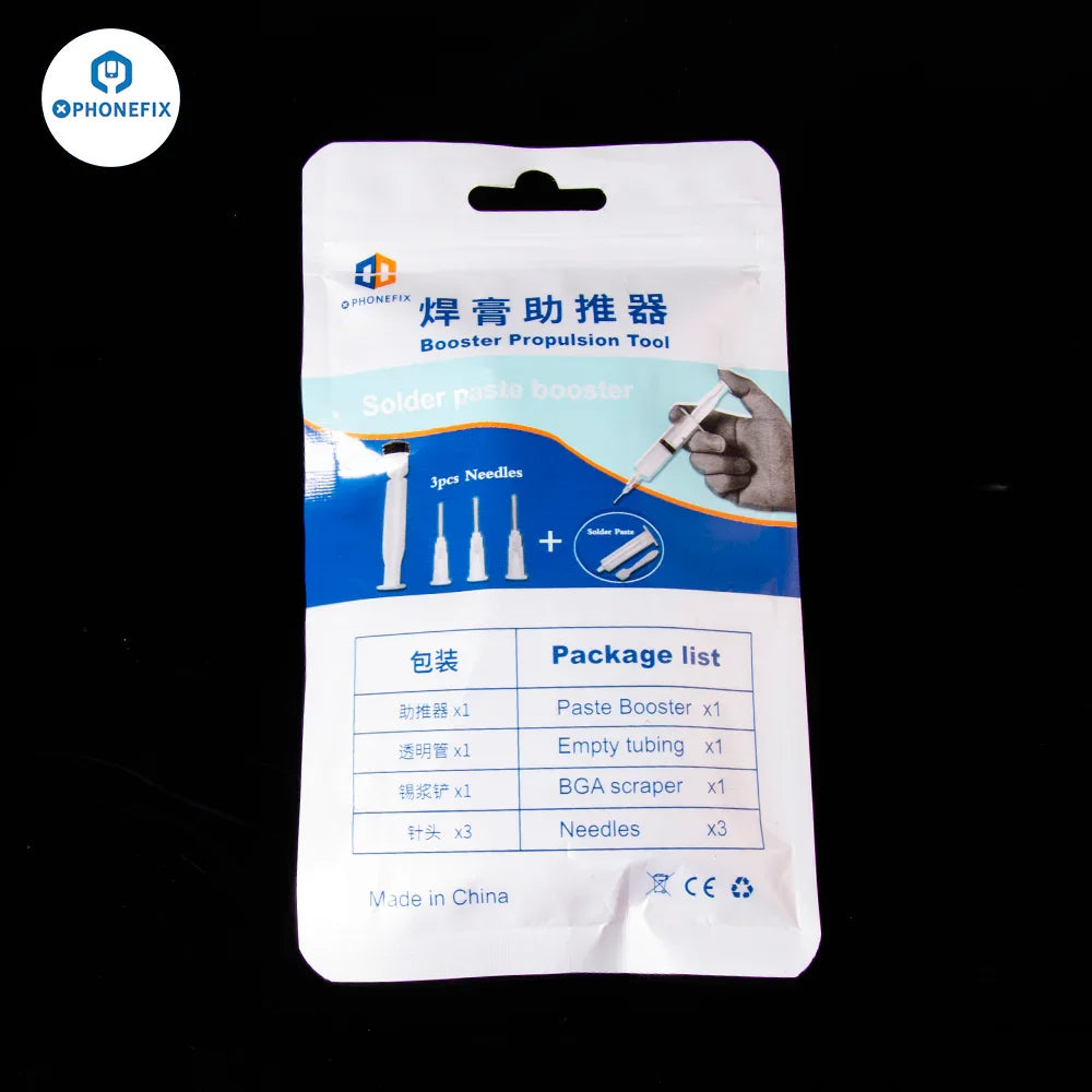 Metal flux dispenser plunger with three needles, used as a repair assist tool for soldering and welding applications.