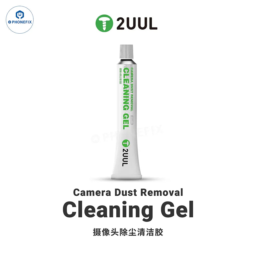 PHONEFIX 2UUL Camera Lens Cleaner Stick Dust Removal Gel with cleaning tool for camera lens and delicate surfaces.