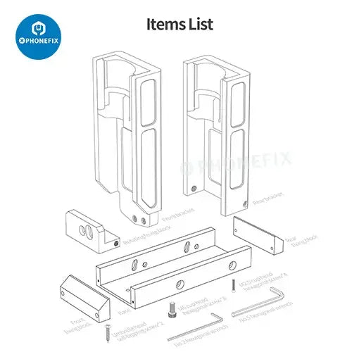 PHONEFIX Mega-Idea adjustable angle air gun holder double station for repair tools, featuring secure brackets and adjustable positioning.