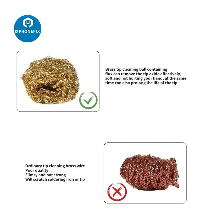 PhoneFix soldering iron tip cleaner holder with brass wire for phone repair, tool for cleaning soldering iron tips.