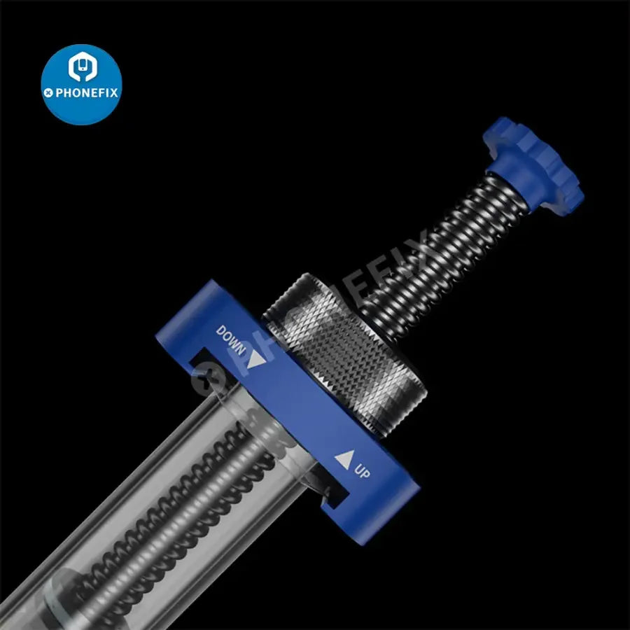 Universal ABS and alloy syringe screw booster for BGA solder mask, used as repair assist tool by PHONEFIX.