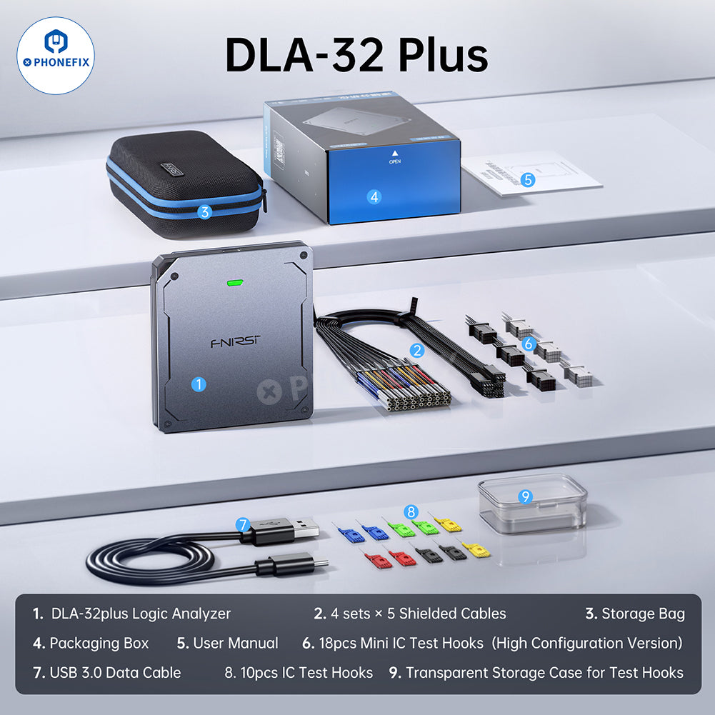 FNIRSI DLA-32 Plus Logic Analyzer with USB 3.0, 1G sampling rate, used for protocol debugging and repair assist by PHONEFIX