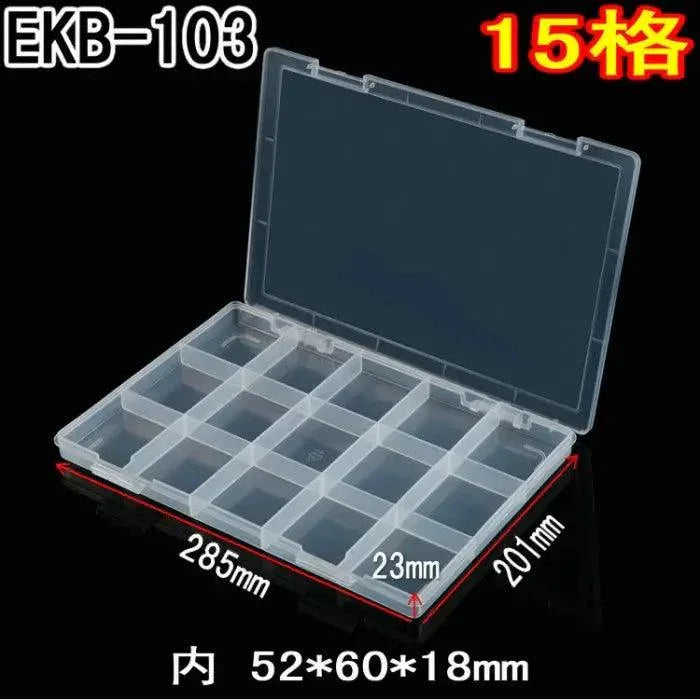 PhoneFix 18-grid transparent plastic storage box for repair assist tools, compartment organizer case for small parts and screws.