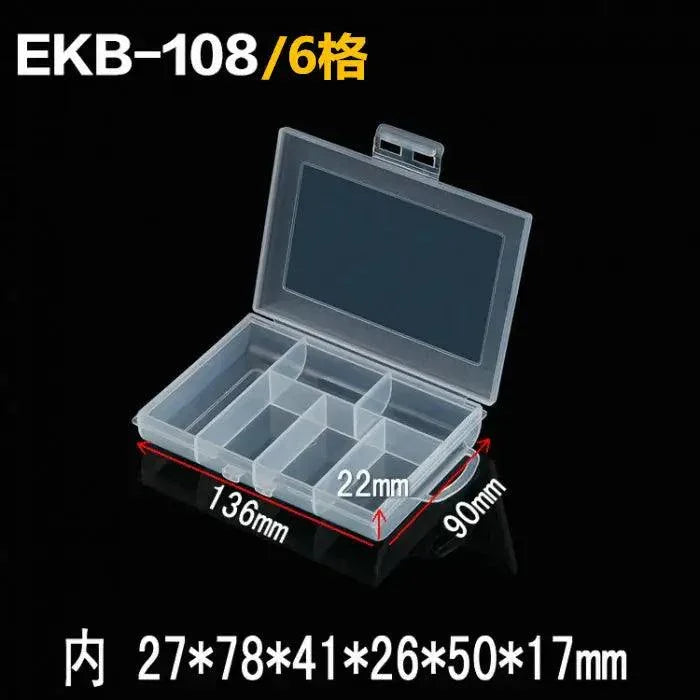 PhoneFix 18-grid transparent plastic storage box for repair tools, compartment organizer case for small parts and components.