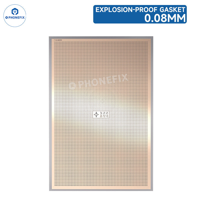 PhoneFix explosion-proof gasket for mid-frame solder, repair assist tool, 0.08mm thickness, designed for secure sealing during repairs.