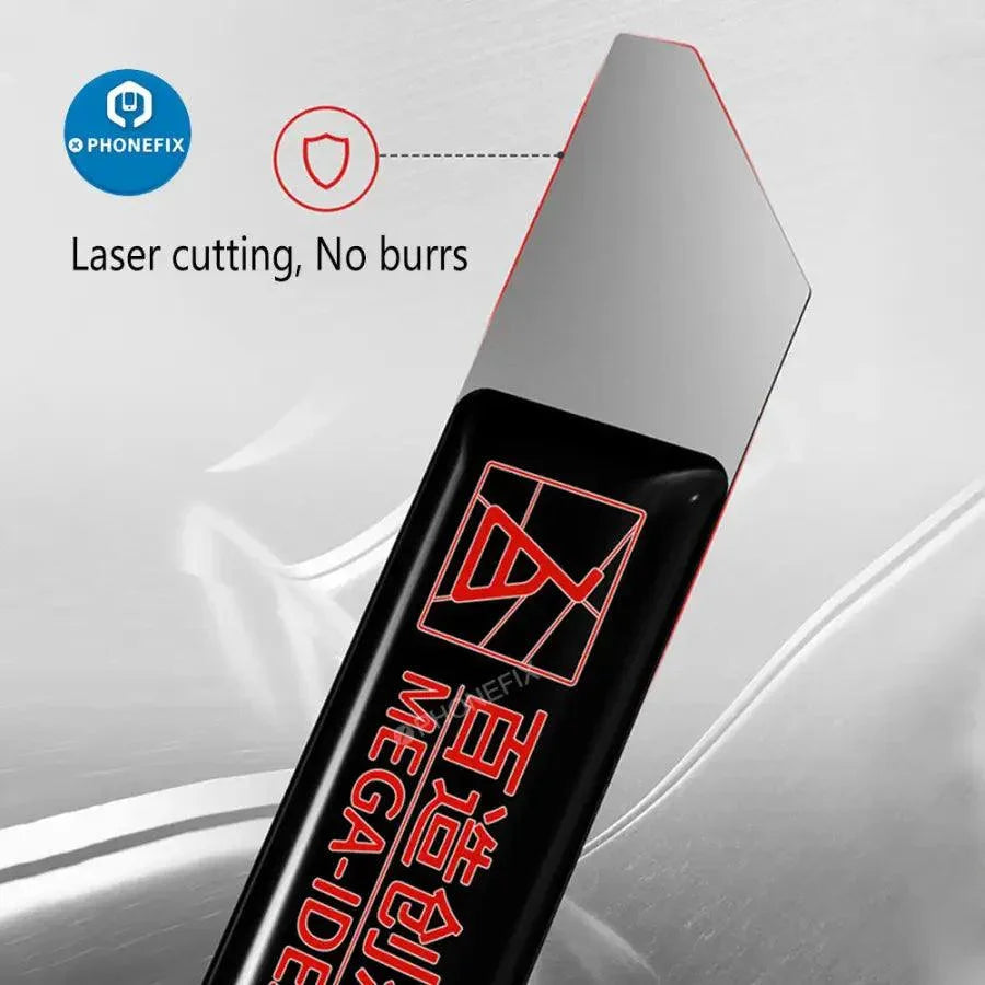 PhoneFix iShuriken metal tin spatula with flat oblique blade, repair assist tool for scraping and precision tasks.