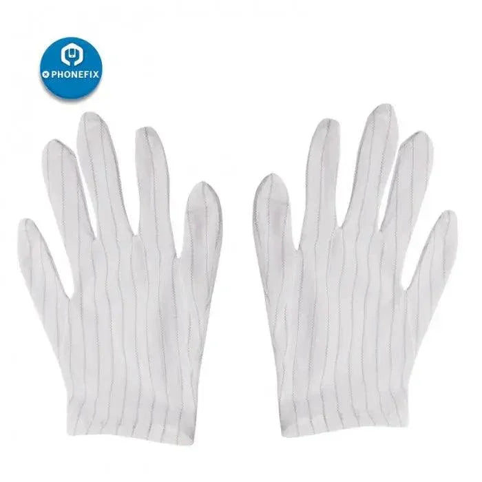Gants antidérapants PhoneFix ESD pour la réparation électronique, conçus pour les travaux sur PC et ordinateurs afin de prévenir les décharges électrostatiques.