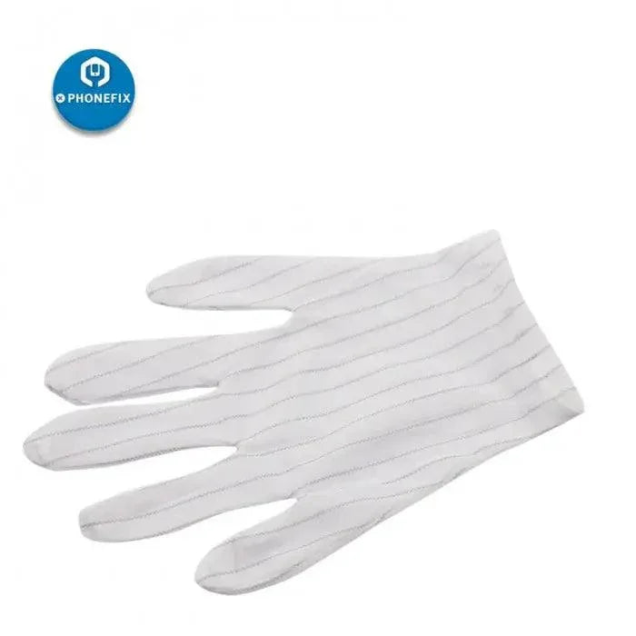 Gants antidérapants PhoneFix ESD pour la réparation électronique, conçus pour une manipulation sûre des composants PC et informatiques.