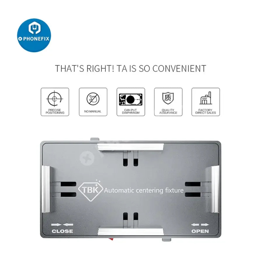 PHONEFIX TBK 203R center positioning mold for iPhone and HUAWEI, repair assist tool for precise phone screen repairs.